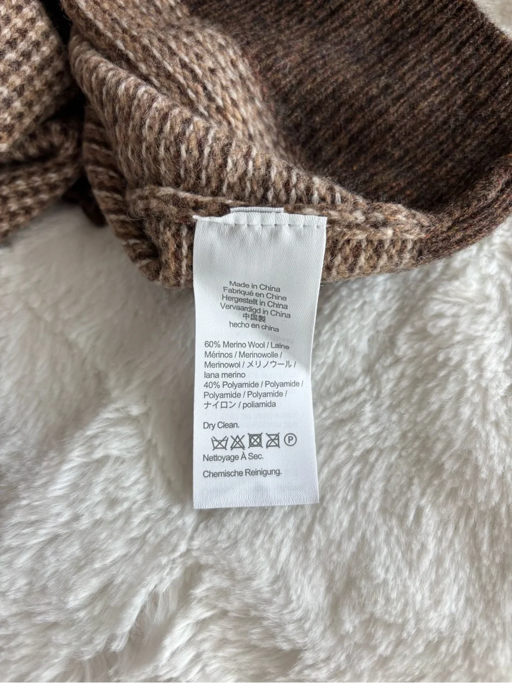 J. Crew Rugged Merino Wool Bird's-Eye Tipped Sweater Men’s Medium Brown Cozy